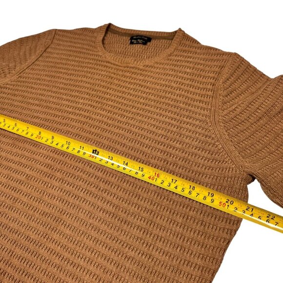Massimo Dutti Pullover Sweater Sz.L Camel Cotton Cashmere Textured Minimalist - Picture 6 of 11